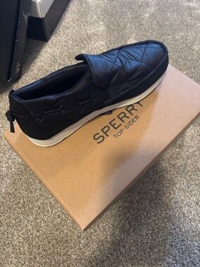 Sperry Black Quilted Slip-On Boat Shoe